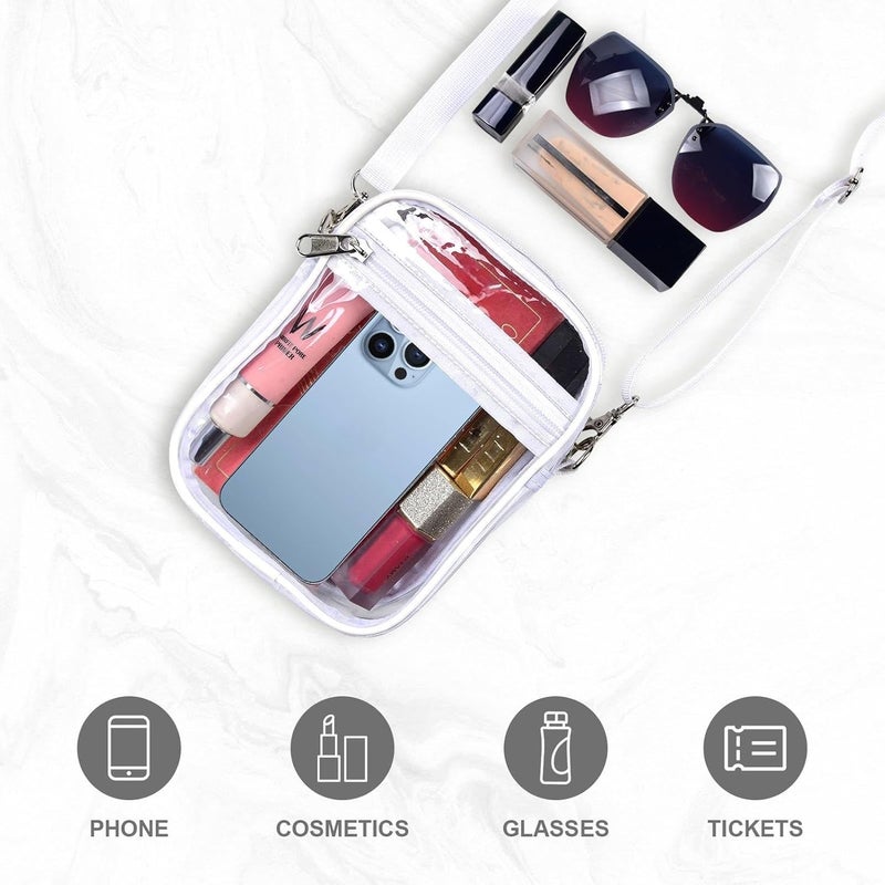 Fibrdoo Clear Crossbody Purse Bag, Clear Bag Stadium Approved with Front Pocket for Concerts Sports Festivals - Image 3