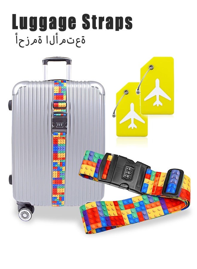 Bincoo Luggage Straps Set Adjustable Suitcase Belts Silicone Luggage Tags for Luggage Suitcase Travel AccessoriesPersonalized Travel Belt Luggage Tie Carry On Bag Adjustable Nylon Straps with Clips Colorful ﻿ - Image 1
