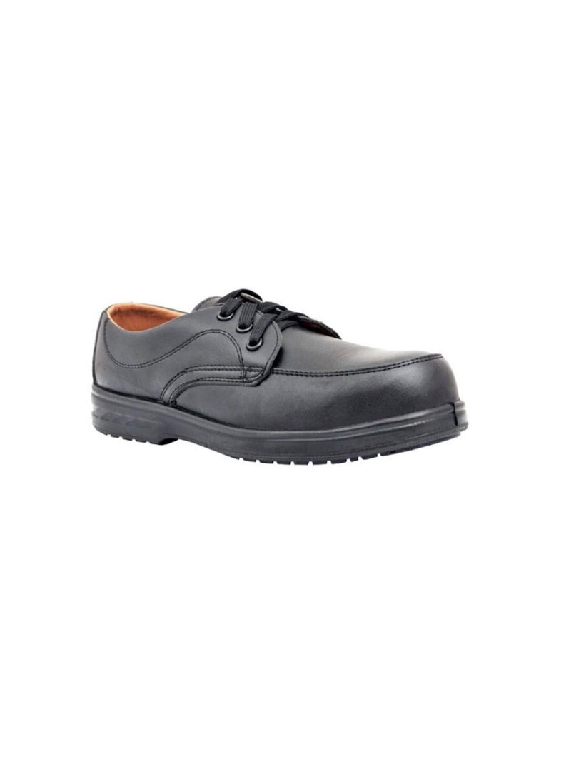 Men Black Leather Safety Shoes Mesh Breathable Lightweight Comfortable Steel Toe Industrial Construction Slip Resistant Shoes 44 Lace Up - Image 1