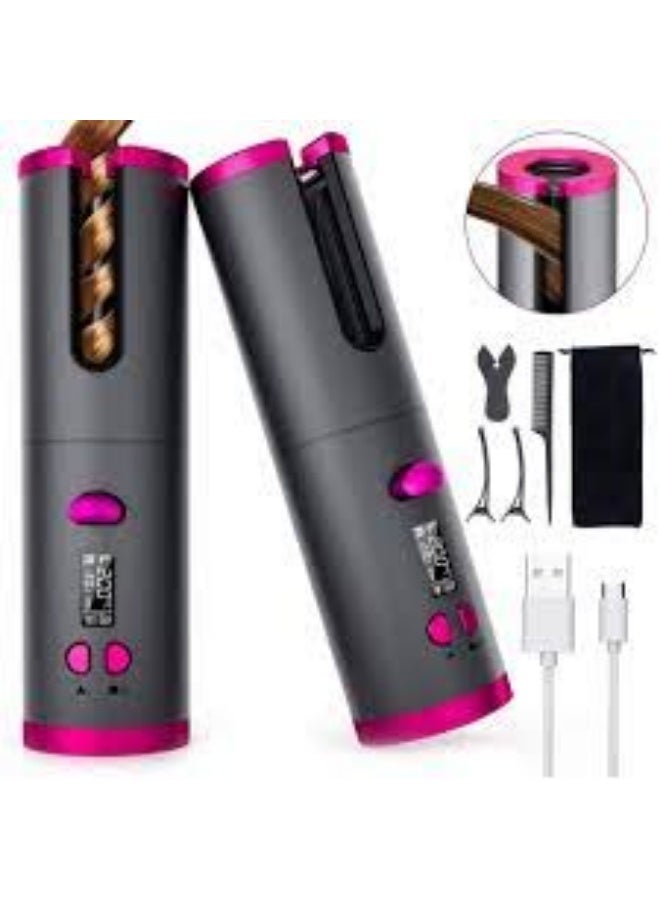 جهاز تجعيد الشعر الأوتوماتيكي اللاسلكي مع شاشة LCD وملحقات - Image 1