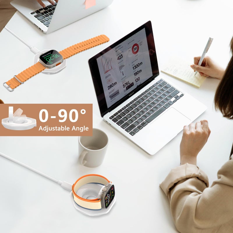 RETHLO Apple Watch Charger Foldable Magnetic Charging Dock, Wireless Fast Watch Charger Stand with Charging Cable, Compatible with Apple Watch 11 10 9 8 7 6 5 4 3 2/Ultra 2 1, Support Nightstand Mode - Image 2