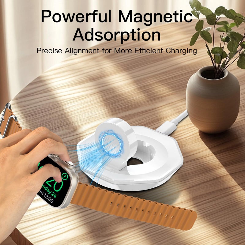 RETHLO Apple Watch Charger Foldable Magnetic Charging Dock, Wireless Fast Watch Charger Stand with Charging Cable, Compatible with Apple Watch 11 10 9 8 7 6 5 4 3 2/Ultra 2 1, Support Nightstand Mode - Image 4