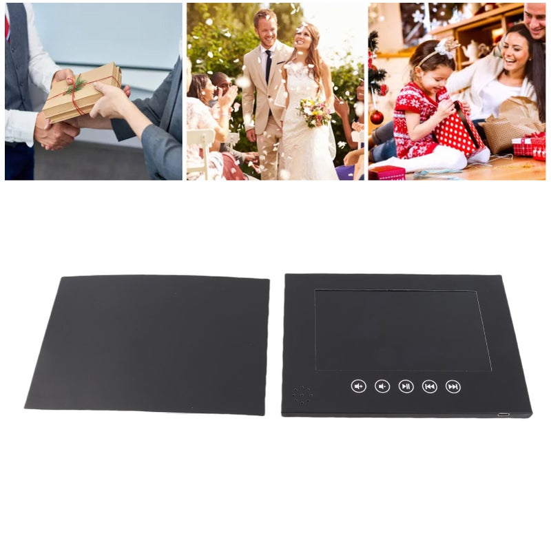 Video Greeting Card Electronic Video Brochure LCD Screen Digital Brochure with 1 Pack Stickers Storage Bag for Product Publicity Black 7 Inch - Image 3