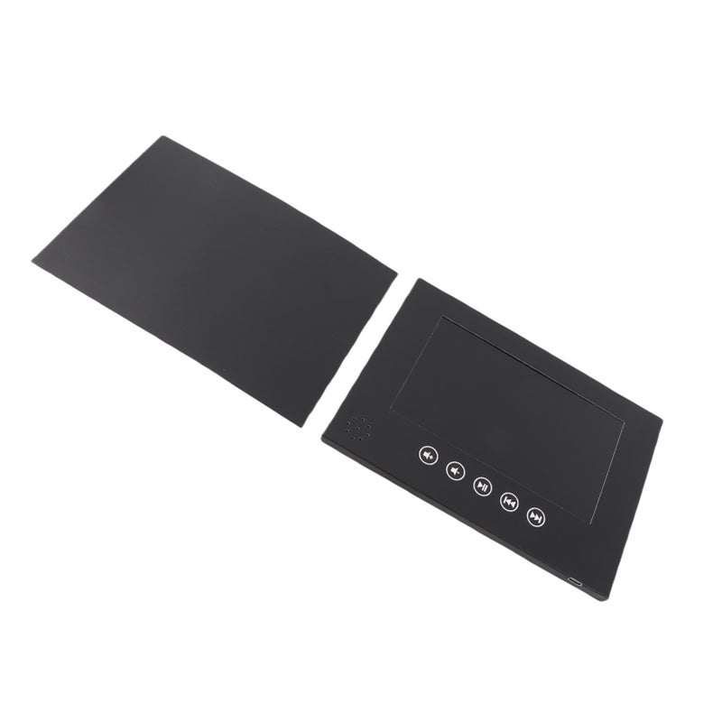 Video Greeting Card Electronic Video Brochure LCD Screen Digital Brochure with 1 Pack Stickers Storage Bag for Product Publicity Black 7 Inch - Image 1