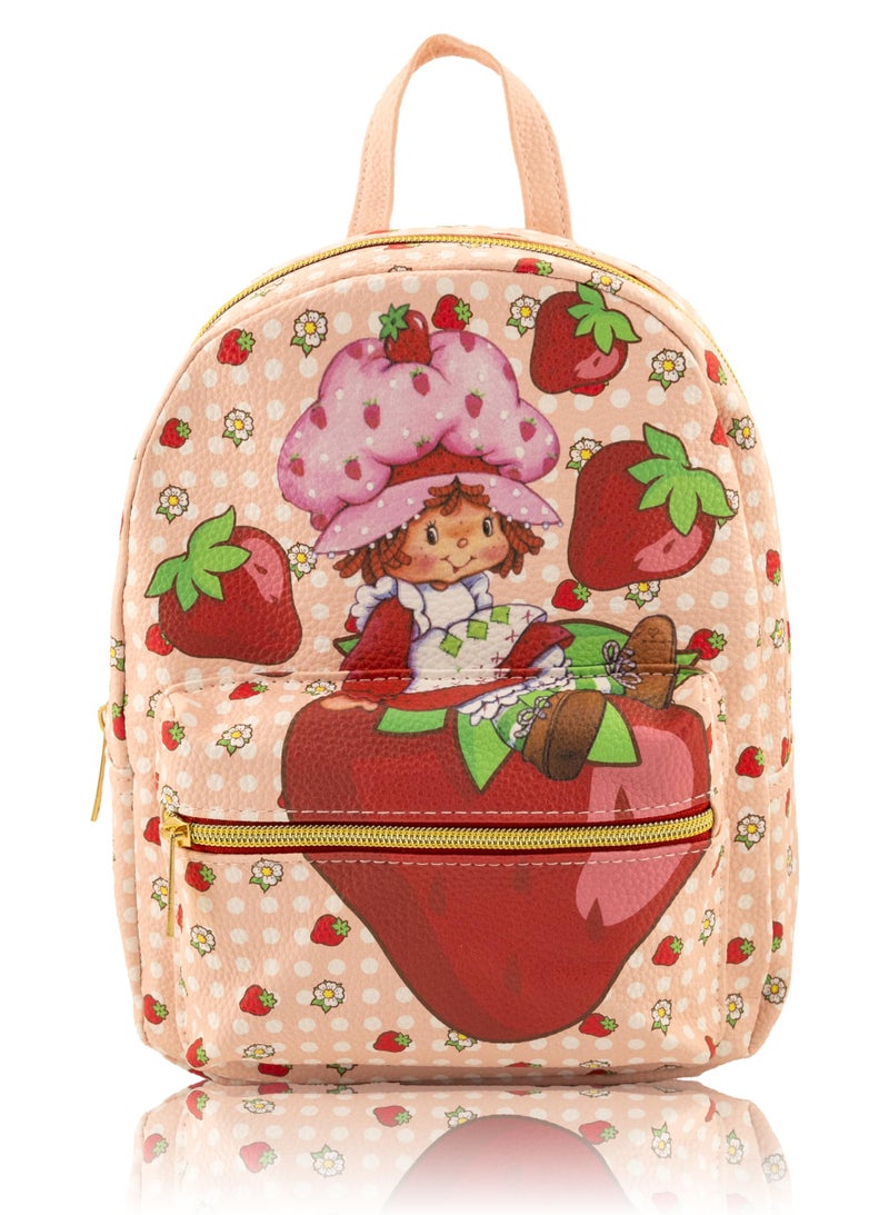 Fast Forward Strawberry Shortcake Mini Backpack for Kids & Adults | 10" PU Leather Backpack Purse | Toddler Travel Bag, Small Bookbag, Lightweight Rucksack for School, Travel, or Everyday Use | Ages 3+ - Image 1