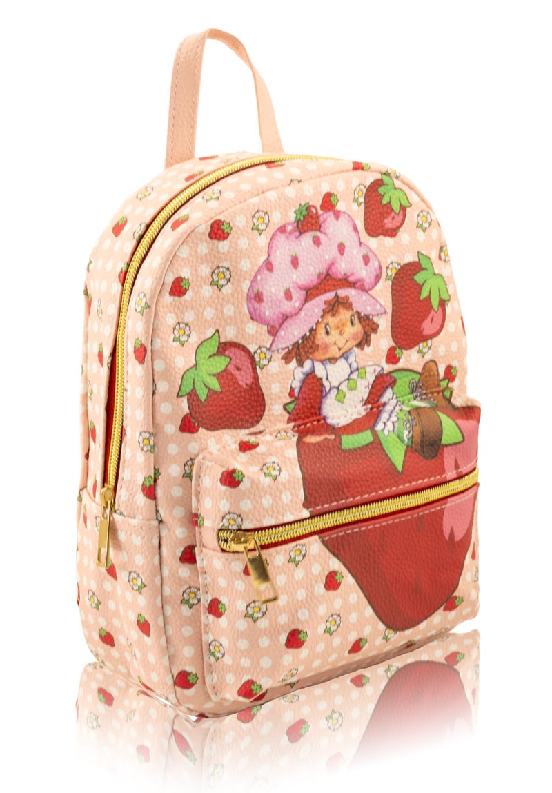 Fast Forward Strawberry Shortcake Mini Backpack for Kids & Adults | 10" PU Leather Backpack Purse | Toddler Travel Bag, Small Bookbag, Lightweight Rucksack for School, Travel, or Everyday Use | Ages 3+ - Image 2