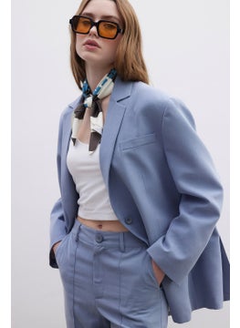Manuka Oversized Natural Blazer Jacket Indigo  - Image 1