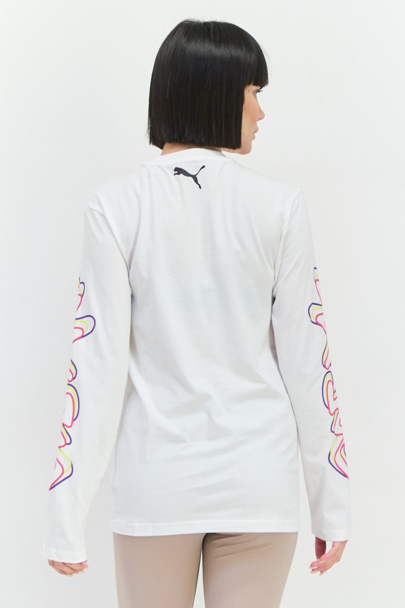 PUMA Women Sportswear Fit Long Sleeves Training T-Shirt, White - Image 3