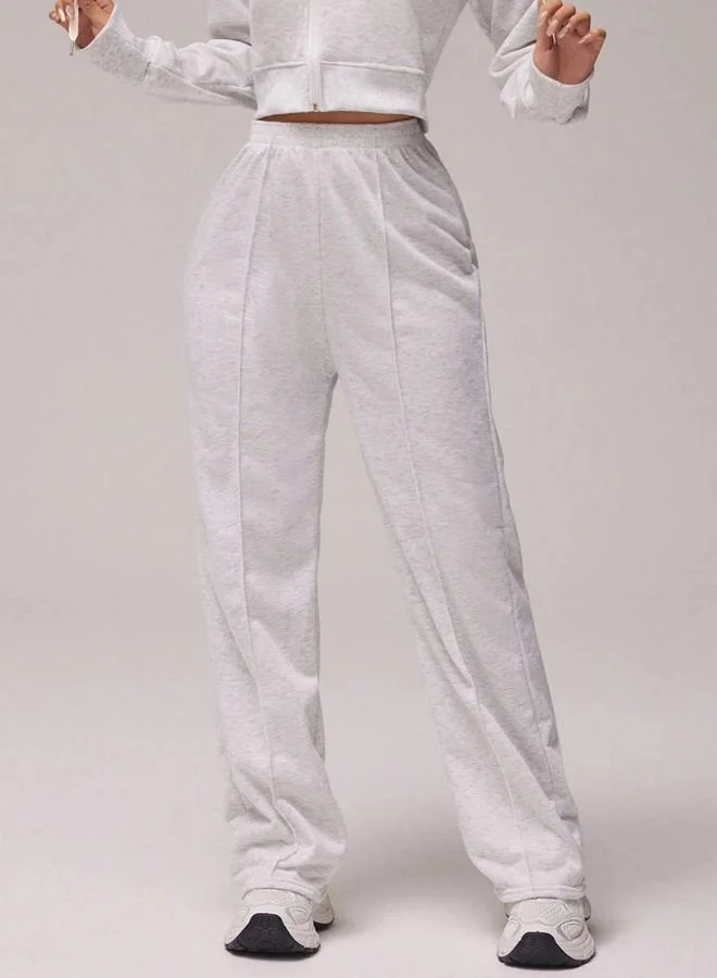 Take Two Grey Pipping Detail Elastic Waist Wide Leg Pants