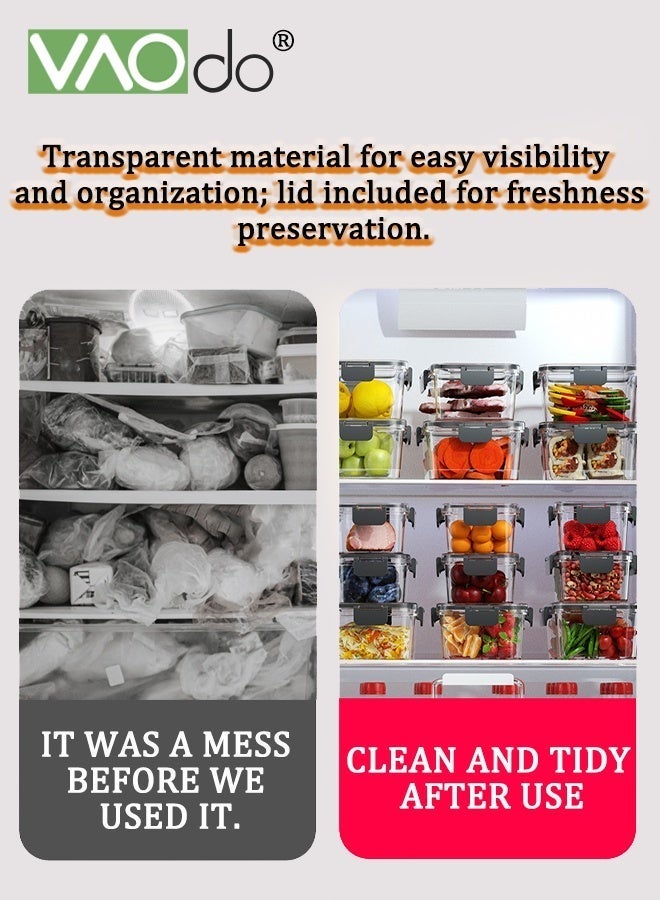 VAOdo 3PCS  Different Size Prep Containers, PET Material Airtight Lunch Container with Snap Locking Lids, Rectangle Food Container Set Black - Image 4