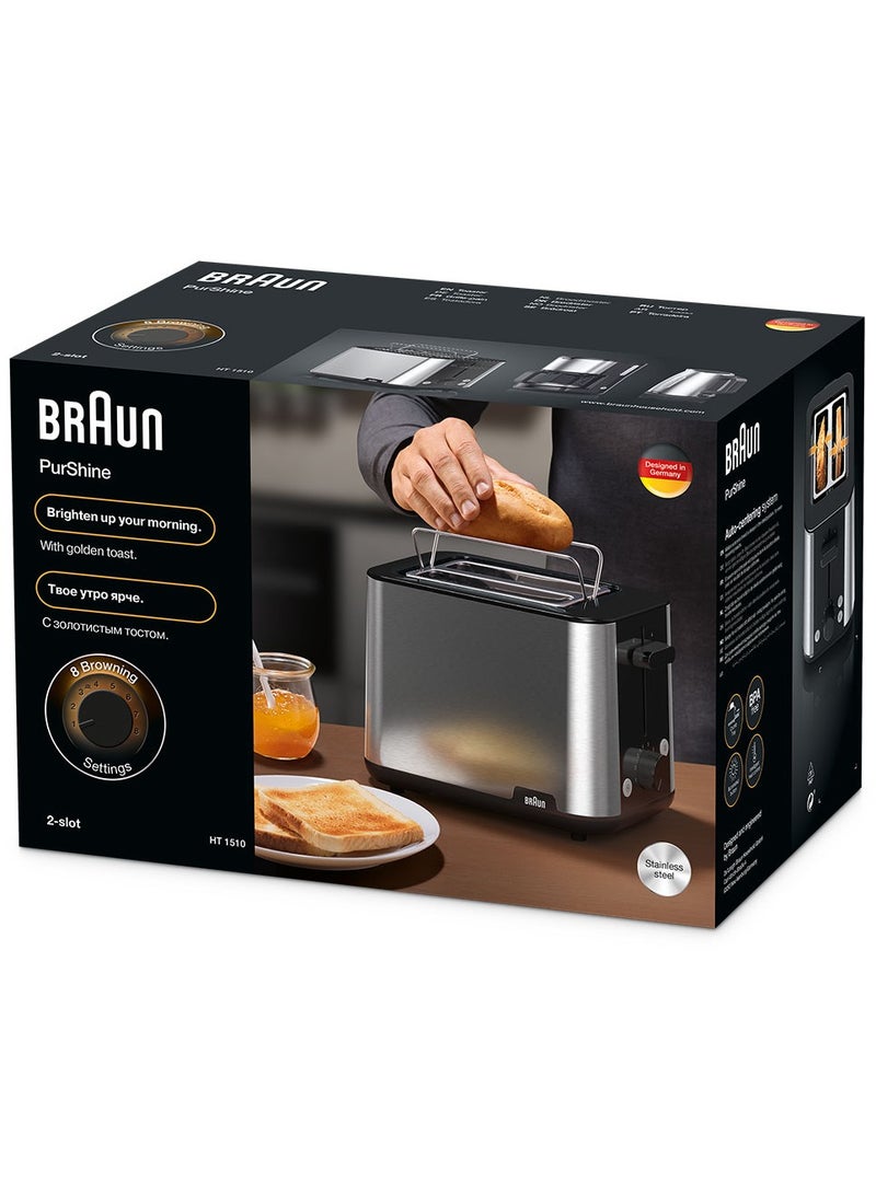 BRAUN PurShine Toaster, 8 browning settings, auto shut-off, BPA free 900 W HT 1510 BK Black - Image 5