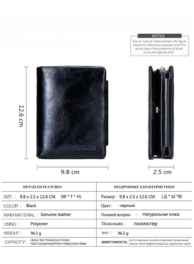 CONTACTS Three-Fold Fashionable Leather Men's Wallet - Image 3