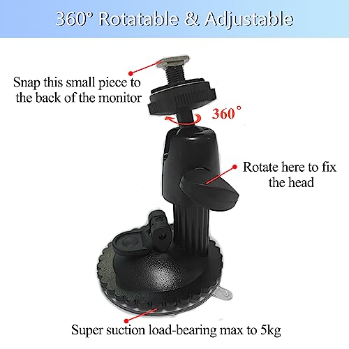 VOONOA Windshield Suction Cup Bracket Mount for 7 9 10.1 10.36 Inch Monitor Display, Fix The Monitor on Windshield Dash Board, Metal-Made, Adjustable Strong Load-Bearing Mount Holder - Image 2