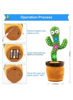 Ayeboovi Ayeboovi Dancing Talking Cactus Baby Toy, Mimicking Recording Toy Repeats What You Say, Singing 120 Songs Toddler Toys Easter Basket Stuffers Gifts for Kids Autism Toys for 3 4 5 6+ Year Olds  - Image 2