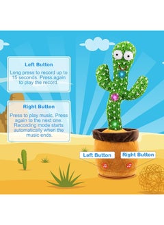 Ayeboovi Ayeboovi Dancing Talking Cactus Baby Toy, Mimicking Recording Toy Repeats What You Say, Singing 120 Songs Toddler Toys Easter Basket Stuffers Gifts for Kids Autism Toys for 3 4 5 6+ Year Olds  - Image 3