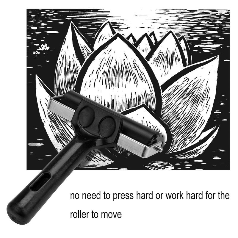 Lainrrew 2 Pcs Rubber Roller, Hard Rubber Brayer Glue Roller for Construction Tools Printmaking Stamping Wallpaper Gluing Application, 3.8" and 2.2" (Black) - Image 4