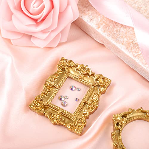 Vicenpal 10 Pcs Vintage Mini Picture Frames Baroque Antique Small Resin Jewelry Display Table Frame for Christmas DIY Photo Holiday Party Decoration (Gold) - Image 2