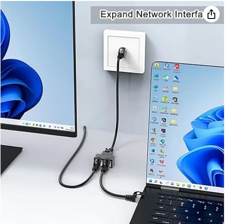AKWOR Ethernet Splitter 1 to 2, RJ45 Network Splitter Starlink Ethernet Adapter, LAN Internet Cable Adapter for Cat 5/5e/6/7/8 Cable - Image 2