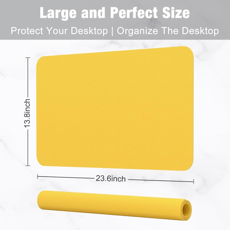 Hsurbtra Desk Pad, 23.6" x 13.8" PU Leather Tablecloth, M Extended Mouse Pad, Waterproof Desktop Blotter Protector, Non-Slip Ultra Thin Small Laptop Keyboard Typing Mat Office Home - Image 3