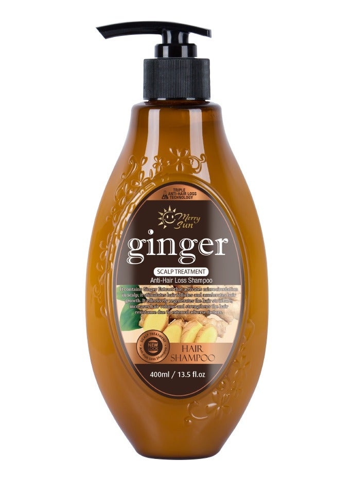 Merry Sun Ginger Hair Shampoo – 400ml | Anti Hair Loss Scalp Treatment with Triple Action Formula for Hair Growth & Strength - Image 2