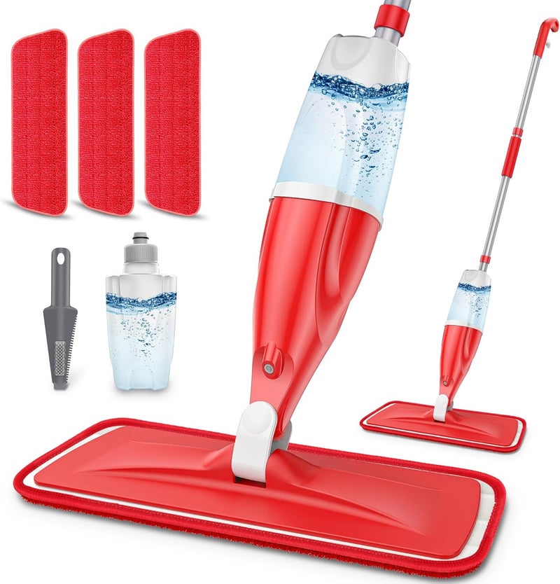 EXEGO Spray Mops for Floor Cleaning: Wet Mop with 3 Washable Microfiber Pads for Swiffer Powermop - Floor Flat Mop Dust Dry Nops for Hardwood Tile Wood Laminate Vinyl Marble - Home Commercial Mop - Image 1
