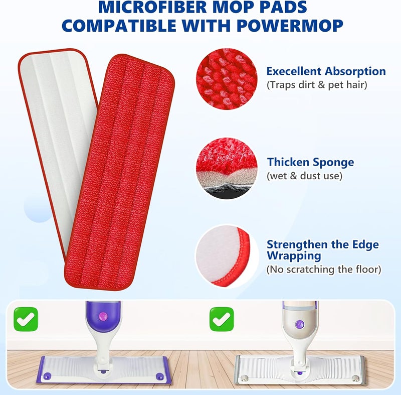 EXEGO Spray Mops for Floor Cleaning: Wet Mop with 3 Washable Microfiber Pads for Swiffer Powermop - Floor Flat Mop Dust Dry Nops for Hardwood Tile Wood Laminate Vinyl Marble - Home Commercial Mop - Image 4