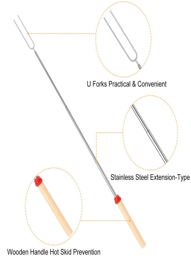 BBQStyle Marshmallow Roasting Sticks, Telescoping Smores Sticks for Open Fire Pit, 32 Inch Long Marshmallow Toasting Barbecue Forks S’mores Skewers for Campfire Camping Hotdog Hot Dog Bonfire Grill, 5 Pack - Image 3