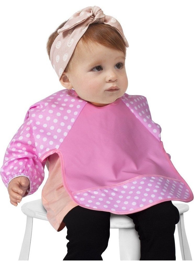 Happy Junier - Sevi Bebe Eco Food Bib with Sleeves Art-54 Pink - Image 1