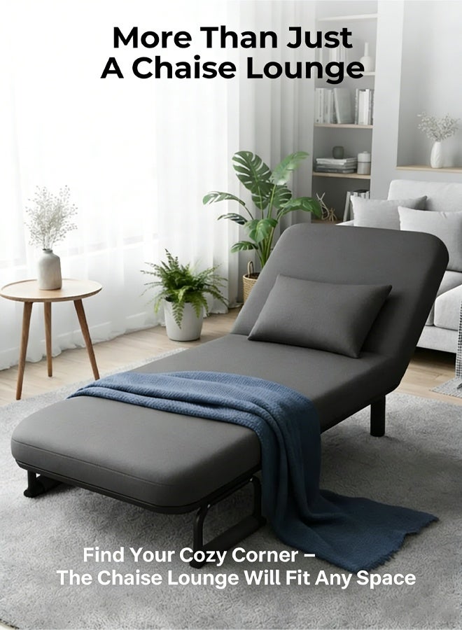 HQ-GAMING Convertible Sofa Bed, Folding Sofa Bed 3-in-1 Foldable Lounge Couch for Eid Home Decoration Linen Fabric, Folding Sleeper Chair with Adjustable Backrest for Living Room Grey 1 Seater - Image 4