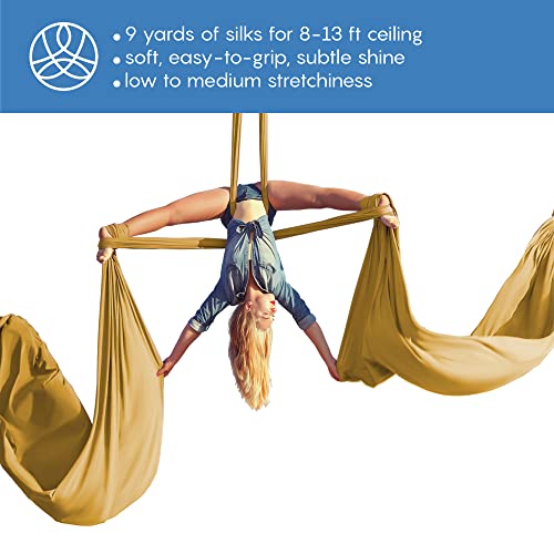 Aum Active Aerial Silks Starter Kit - Durable 9 Yards of Aerial Yoga Hammock with Hardware & Guide - Aerial Swing for Acrobatic Flying Yoga & All Levels (Aerial Rigging Point Up to 13ft) - Image 2