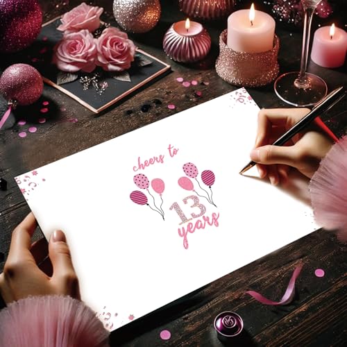 ICOOLYI 13th Birthday Card Gifts for Daughter, Niece, Granddaughter, 13th Birthday Decorations for Girls, Large Birthday Card for 13 Year Old, Funny Back in 2012 Birthday Card, Rose Pink Gold - Image 4