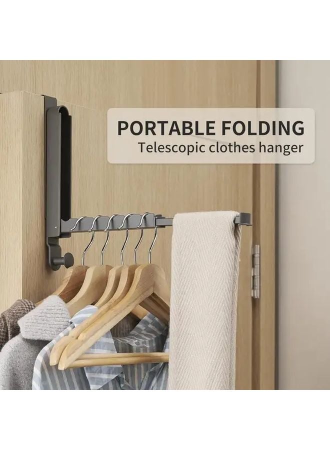 Milky White Over The Door Hanger With Retractable Rod And Foldable Metal Hooks - Image 3