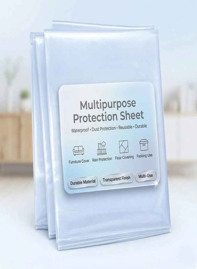 URBAN SELECT Heavy Duty Waterproof Plastic Covering Sheet for Furniture, AC, Fridge & Floor | Polythene Cover | Dust & Rain Protection | Balcony Window Home Use | 100 x 150 cm (Transparent) - Image 1