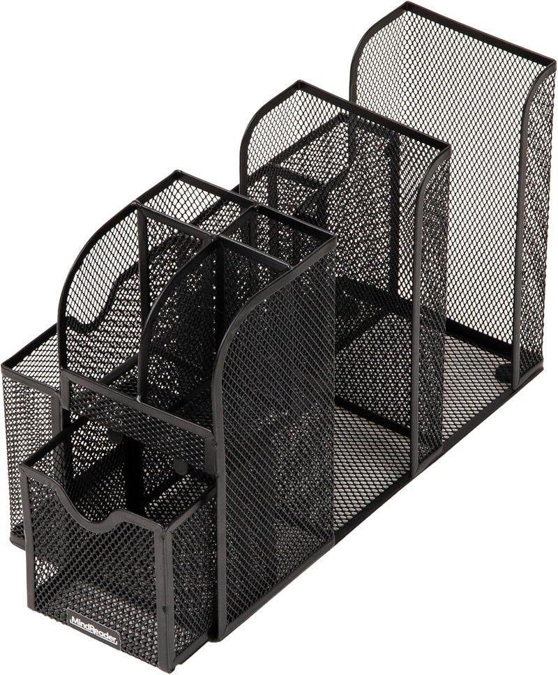 Coffee Condiment and Accessories Caddy Organizer, for Cups, Stirrers, Snacks, Sugars, etc., Black Mesh - Image 4