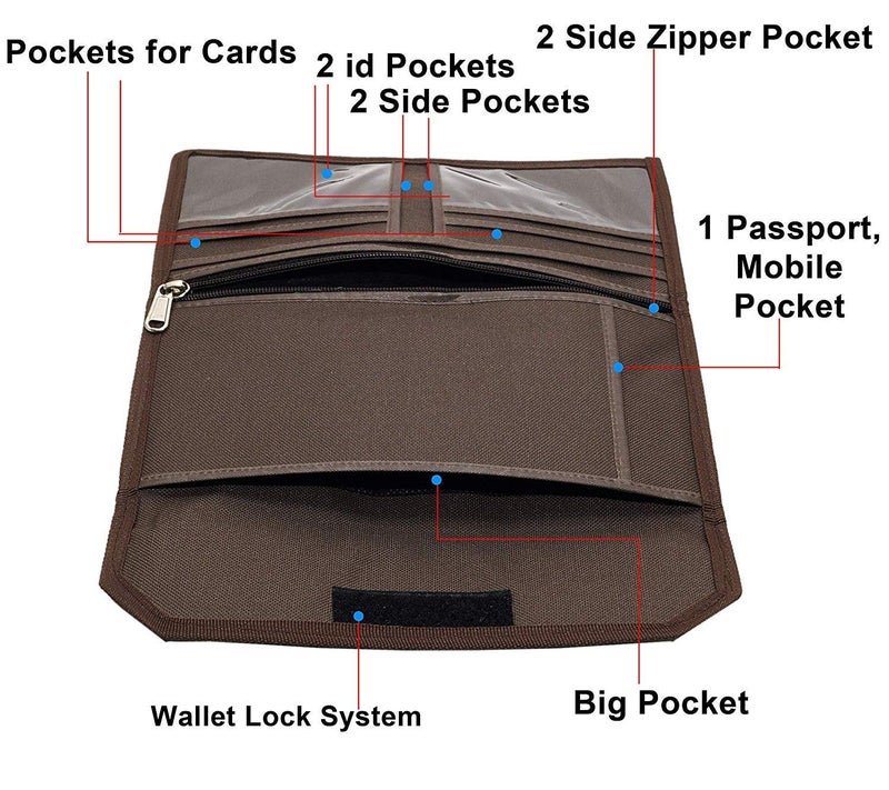 GreatDio® Multipurpose Multi Pocket Expanding Cheque Book Holder Travel Organizer Document Bag Business Card Holder Document Holder for Small Accessories- Black - Image 5