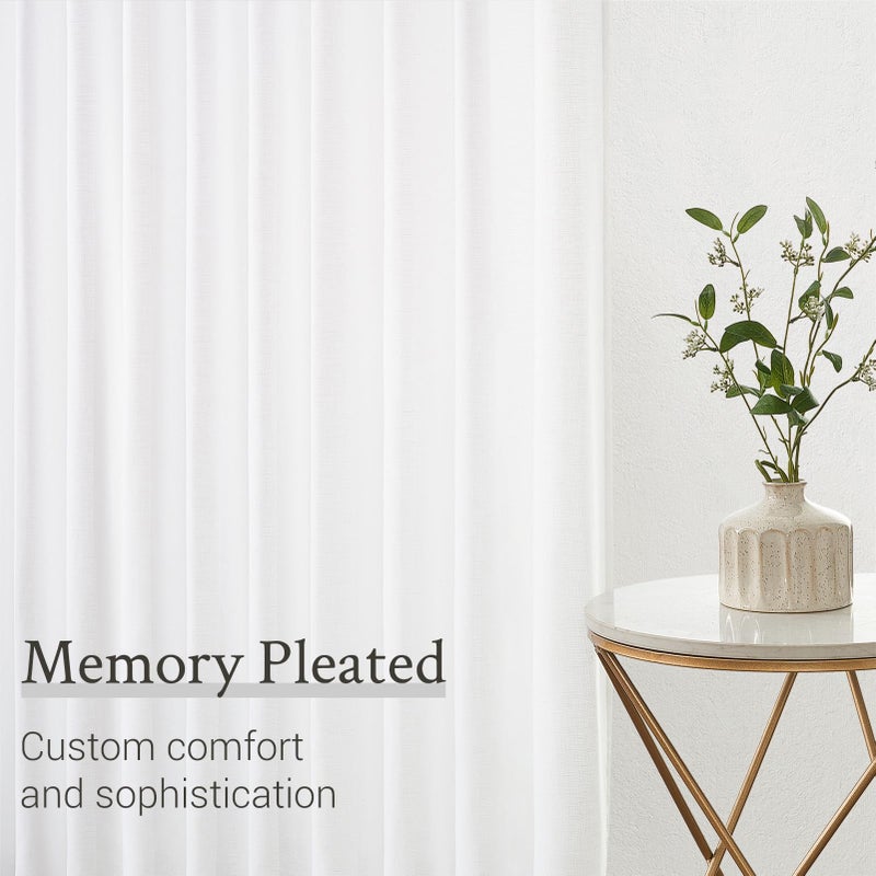 Topfinel 105 Inch Curtains 2 Panels Set Two Packs Pinch Pleat Back Tab Linen Window Semi Sheer Privacy Thick Decorative Curtain Drapes for Living Room Bedroom 40x105 in Long Ivory/Off White - Image 5