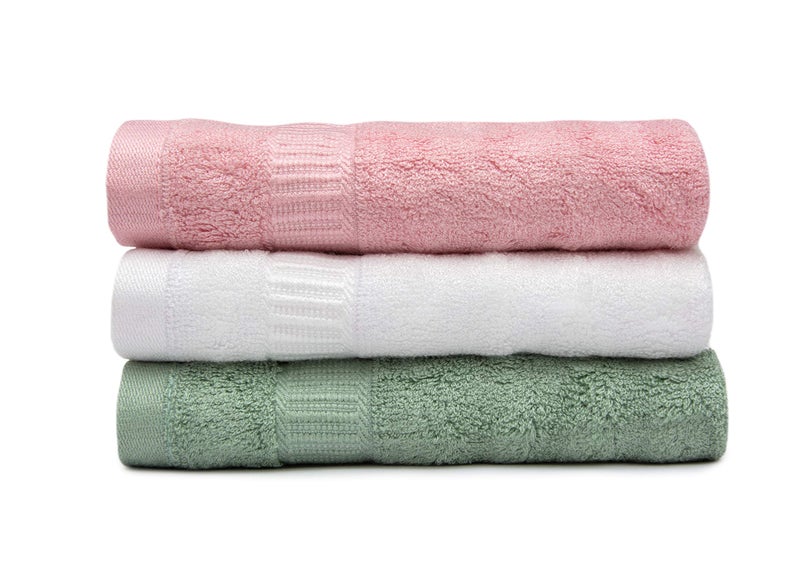 Mush 100% Bamboo Face Towel | Ultra Soft, Absorbent, Quick Dry Towels for Facewash, Gym, Sports, Travel | Suitable for Acne Prone Skin | 13 x 13 Inches | 500 GSM (Pack of 3 - Pink, White & Green) - Image 1