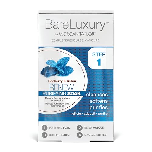 Morgan Taylor BareLuxury 4-Step Complete Pedicure & Manicure Packs - Complete Nail Care Kit with Soak, Masque, Scrub & Massage Butter, Professional Spa-Quality Treatments (Renew Seaberry & Kukui) - Image 2