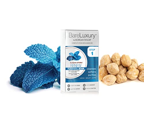 Morgan Taylor BareLuxury 4-Step Complete Pedicure & Manicure Packs - Complete Nail Care Kit with Soak, Masque, Scrub & Massage Butter, Professional Spa-Quality Treatments (Renew Seaberry & Kukui) - Image 1
