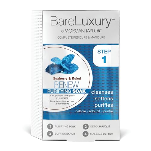 Morgan Taylor BareLuxury 4-Step Complete Pedicure & Manicure Packs - Complete Nail Care Kit with Soak, Masque, Scrub & Massage Butter, Professional Spa-Quality Treatments (Renew Seaberry & Kukui) - Image 3