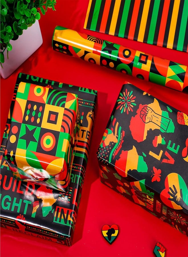 وولاين ورق تغليف هدايا من والين، 8 أوراق، لشهر التاريخ الأسود - ليس لفة - ورق تغليف هدايا للأمريكيين من أصل أفريقي، مطوي بشكل مسطح، مناسب للاحتفال بعيد كوانزا، وللأعمال اليدوية، مقاس 19.7 × 27.6 بوصة - Image 5