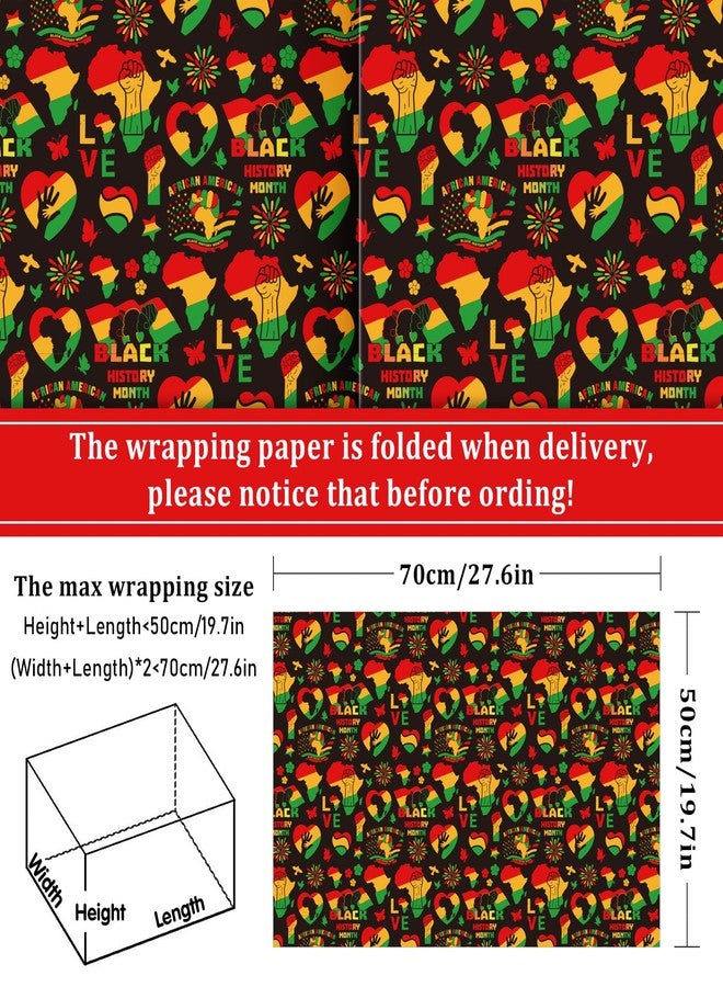 وولاين ورق تغليف هدايا من والين، 8 أوراق، لشهر التاريخ الأسود - ليس لفة - ورق تغليف هدايا للأمريكيين من أصل أفريقي، مطوي بشكل مسطح، مناسب للاحتفال بعيد كوانزا، وللأعمال اليدوية، مقاس 19.7 × 27.6 بوصة - Image 2