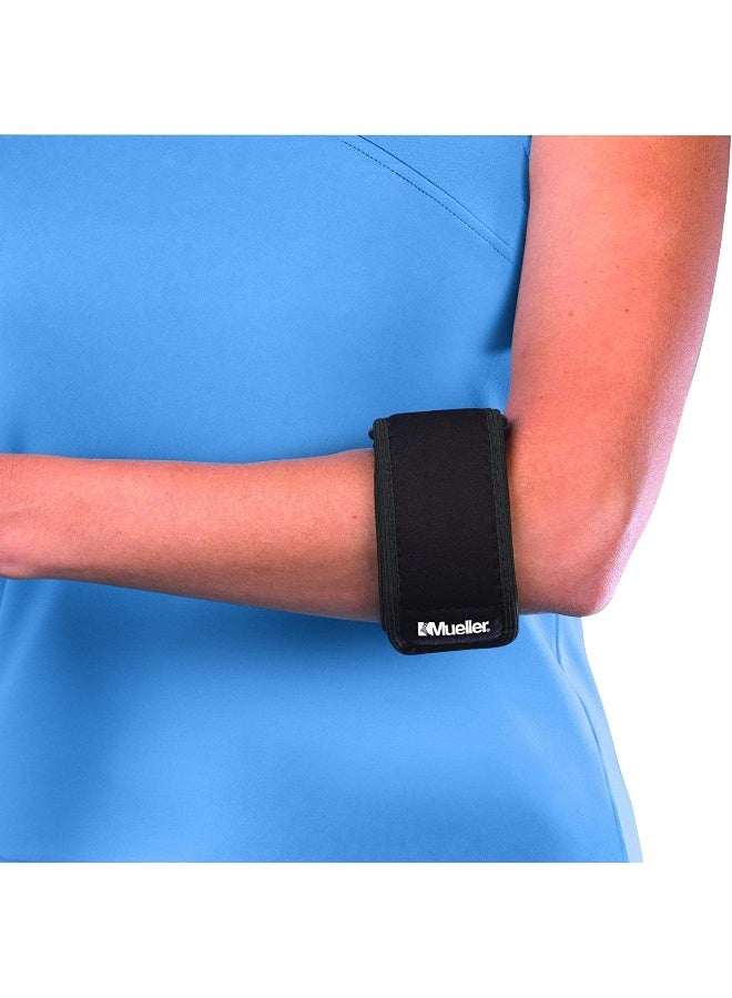 Mueller One Size Fit Tennis Elbow Support (17-35 cm) |Lightweight & Adjustable Strap | Helps Relieves Pain & Discomfort- Black - Image 1