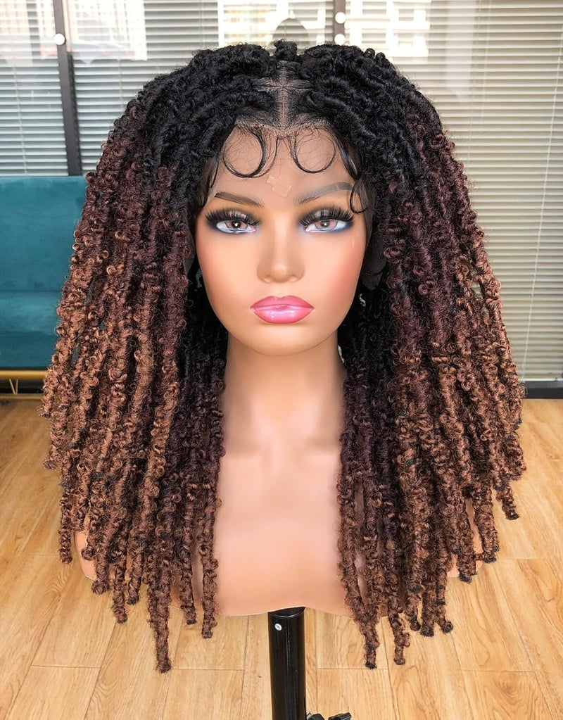 Annivia 20Inch Triangle Knotless Butterfly Locs Braided Wigs for Black Women