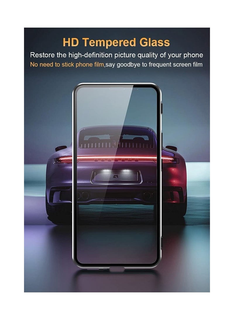 SYOSI Case Compatible with Xiaomi 14 Ultra 5G, Magnetic Thin Body Metal Frame, Double Sided Clear Tempered Glass Shockproof, Cover 360 Degrees Protective Case, with Camera Protection Cover, Black - Image 3