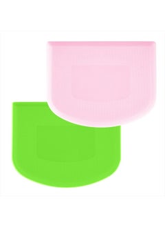 SAVITA 2pcs 4.7x3.7" Dough Bowl Spatula, Dough Cutter Multi-Function Dough Scraper Food Scrappers Plastic Kitchen Bowl Scraper Tool for Pastry Cake Bread Pizza Baking (Green+Pink)  - Image 1