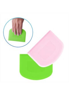 SAVITA 2pcs 4.7x3.7" Dough Bowl Spatula, Dough Cutter Multi-Function Dough Scraper Food Scrappers Plastic Kitchen Bowl Scraper Tool for Pastry Cake Bread Pizza Baking (Green+Pink)  - Image 3