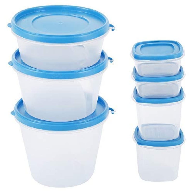 Cutting EDGE Nesterware Food Storage Container Set Stackable Kitchen Organizer for Pulses Sugar Tea Cereals Masala Spices Box Dry Fruits BPA Free Food Grade Blue Set of 7 - Image 1