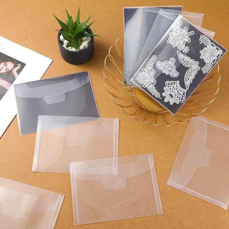 Haofy Die Storage Set 10 Transparent PVC Bags and 10 Rubber Magnetic Sheets with Cardboard Layer for Stamps Photos Cards Cutting Dies - Image 4
