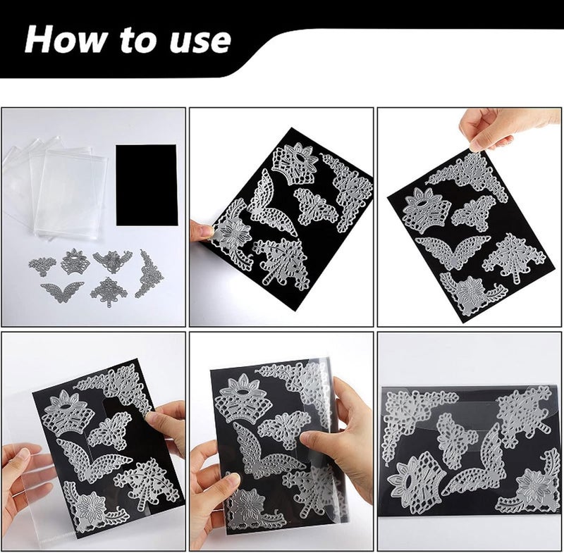 Haofy Die Storage Set 10 Transparent PVC Bags and 10 Rubber Magnetic Sheets with Cardboard Layer for Stamps Photos Cards Cutting Dies - Image 3